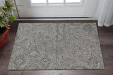 3' X 5' Gray And Dark Gray Abstract Hand Tufted Area Rug