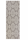 7' Gray And Ivory Floral Runner Rug