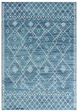 7' Ocean Blue Machine Woven Geometric Tribal Indoor Runner Rug