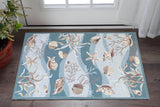 2' X 4' Beige Ivory And Brown Seashell and Coral Hand Tufted Area Rug