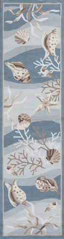 8' Beige Ivory And Brown Seashell and Coral Hand Tufted Runner Rug