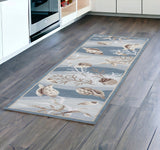 8' Beige Ivory And Brown Seashell and Coral Hand Tufted Runner Rug