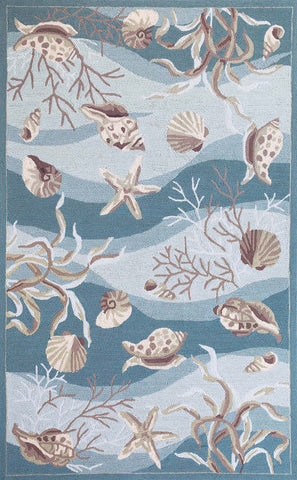 3' X 5' Beige Ivory And Brown Seashell and Coral Hand Tufted Area Rug