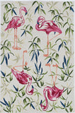 2' X 3' Pink and Ivory Tropical Floral Hand Tufted Area Rug