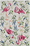 5' X 7' Ivory And Pink Tropical Botanical Hand Hooked Area Rug