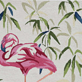 5' X 7' Ivory And Pink Tropical Botanical Hand Hooked Area Rug