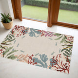 2' X 4' Blue Red And Green Fish and Coral Hand Tufted Area Rug