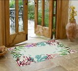 3' X 5' Blue Red And Green Fish and Coral Hand Tufted Area Rug