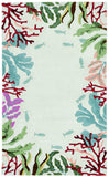 3' X 5' Blue Red And Green Fish and Coral Hand Tufted Area Rug