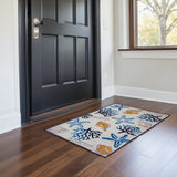 2' X 4' Ivory Seashell and Coral Hand Tufted Area Rug