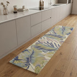 8' Green Pink And Purple Wool Tropical Botanical Hand Tufted Runner Rug