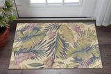 3' X 5' Green Pink And Purple Wool Tropical Botanical Hand Tufted Area Rug