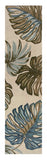 10' Ivory Hand Tufted Tropical Monstera Indoor Runner Rug