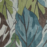 5' X 8' Blue Green And Brown Botanical Leaves Area Rug