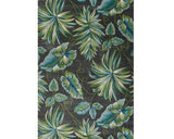 3' X 5' Gray Teal And Green Botanical Leaves Area Rug