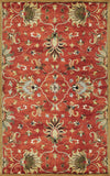 7' Rust Beige And Gray Wool Floral Medallion Hand Tufted Runner Rug