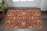 3' X 5' Rust Beige And Gray Wool Floral Medallion Hand Tufted Area Rug
