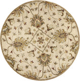3' X 5' Champagne Red And Brown New Zealand Lambs Wool Floral Medallion Hand Tufted Area Rug