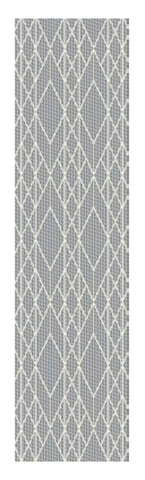 8' Gray Geometric Runner Rug