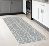 8' Gray Geometric Runner Rug