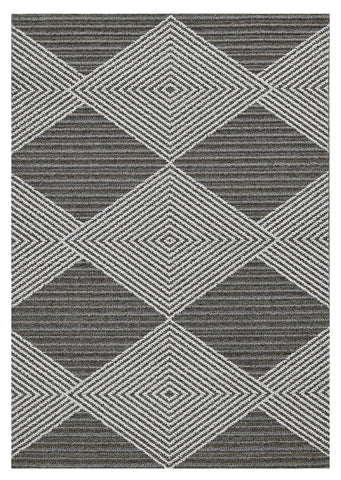 4' X 6' Gray And Ivory Geometric Area Rug