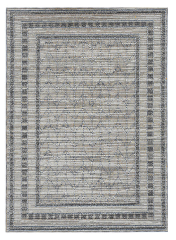 8' Gray Geometric Runner Rug