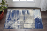 3' X 5' Blue Ivory And Gray Abstract Area Rug