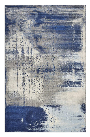 7' X 10' Blue Ivory And Gray Abstract Area Rug