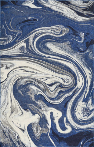 5' X 7' Blue And Beige Abstract Area Rug