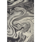 3' X 5' Ivory Black And Gray Abstract Area Rug