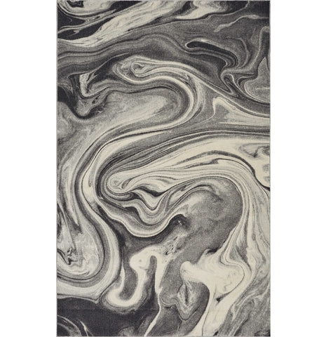 3' X 5' Ivory Black And Gray Abstract Area Rug