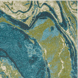 5' X 7' Teal And Beige Abstract Area Rug