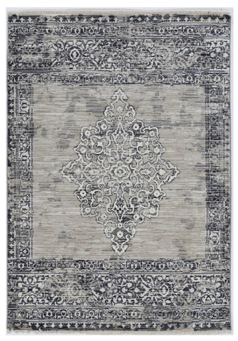 4' X 6' Charcoal and Gray Medallion Area Rug