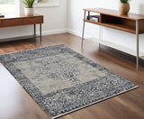 4' X 6' Charcoal and Gray Medallion Area Rug