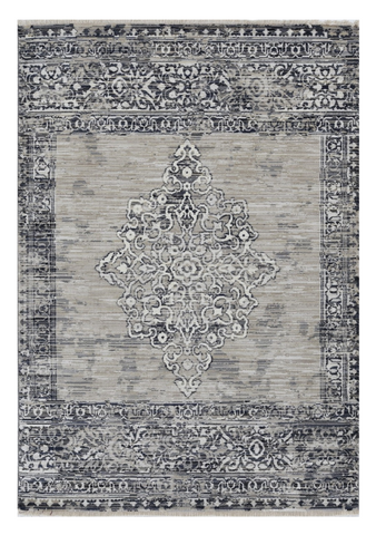 5' X 8' Charcoal and Gray Medallion Area Rug