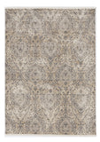 4' X 6' Sand And Gray Damask Area Rug