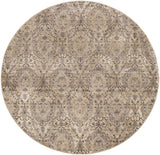 7' Gray Damask Round Rug