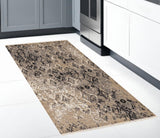 8' Beige And Ivory Damask Runner Rug