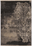 4' X 6' Taupe And Black Damask Area Rug