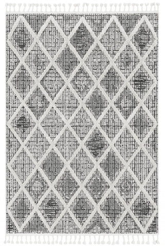 3' X 5' Cream And Charcoal Geometric Area Rug