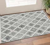 3' X 5' Cream And Charcoal Geometric Area Rug