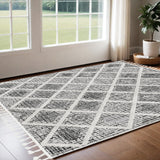 3' X 5' Cream And Charcoal Geometric Area Rug