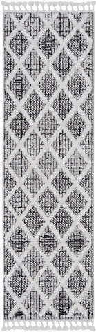 5' X 8' Cream And Charcoal Geometric Area Rug
