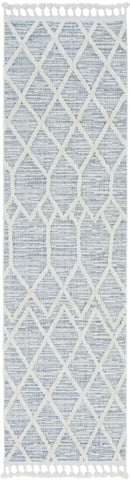 8' Gray and Ivory Abstract Runner Rug