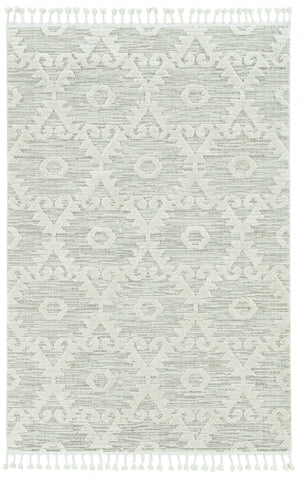 5' X 8' Beige and Ivory Geometric Area Rug