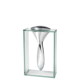 14" Clear Cylinder Aluminum And Crystal Glass Table Vase