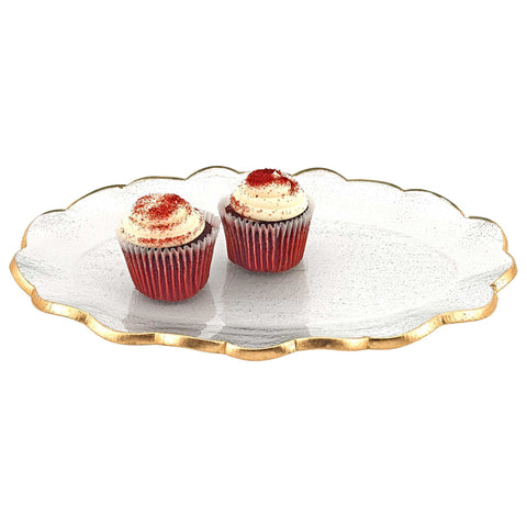 10" Clear And Gold Glass Platter
