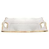 11" Clear And Gold Seeded Glass Serving Tray With Handles