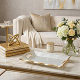 20" Clear And Gold Seeded Glass Serving Tray With Handles