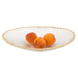 8" Clear And Gold Glass Scalloped Edge Oval Serving Bowl